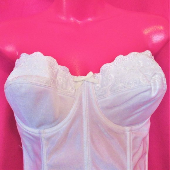 white vintage corset satin bra size 36c new nwot - Picture 3 of 4